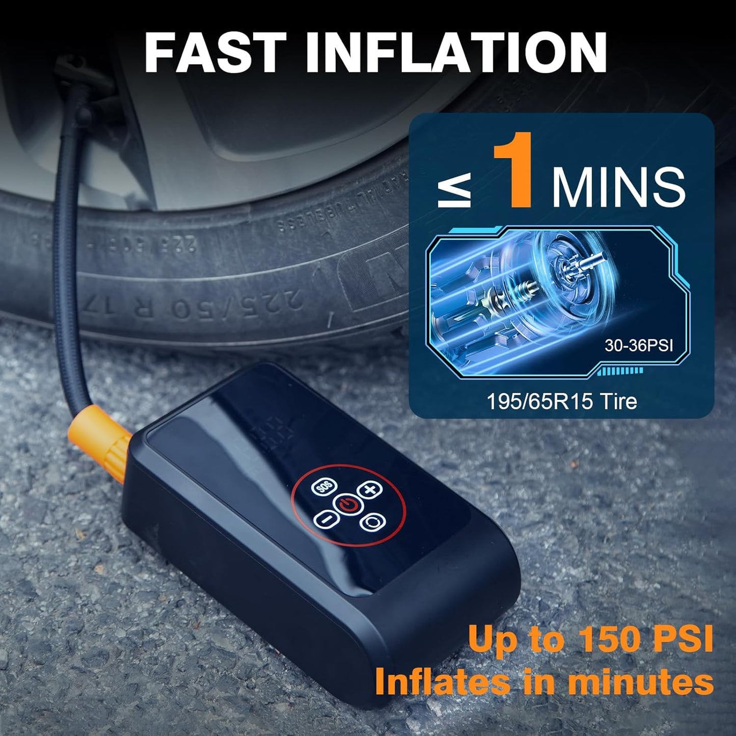Inflador Portátil Rápido y Seguro