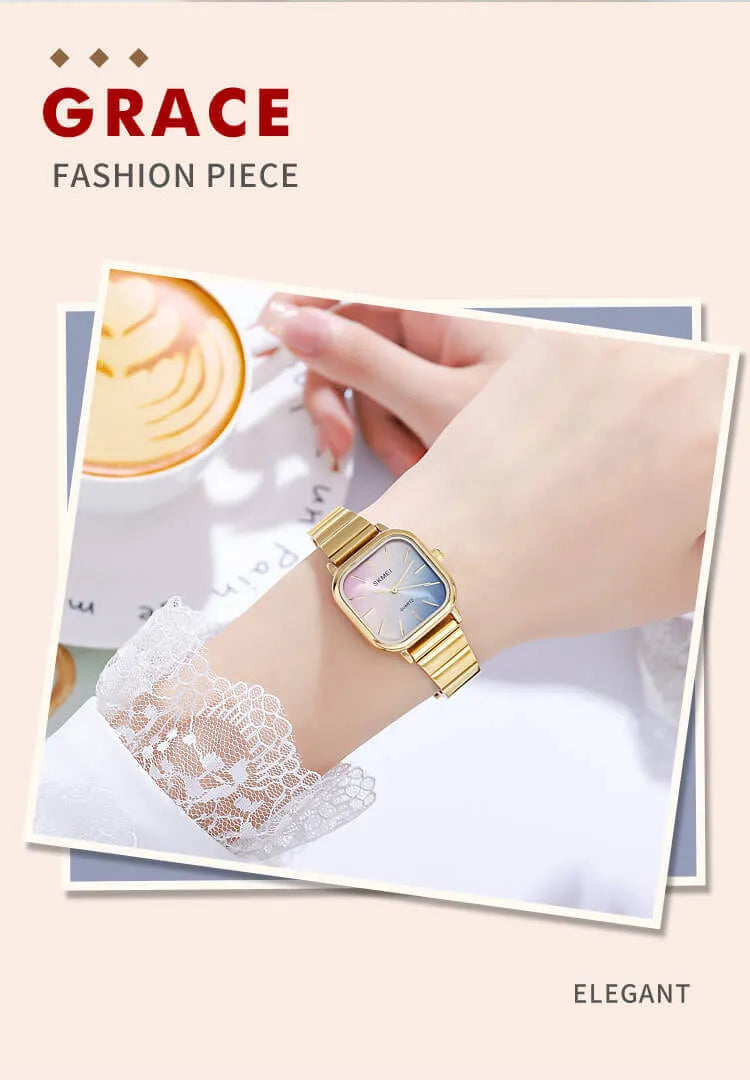 Reloj SKMEI 2190 Plateado – Chic minimalista con esfera arcoíris ✨